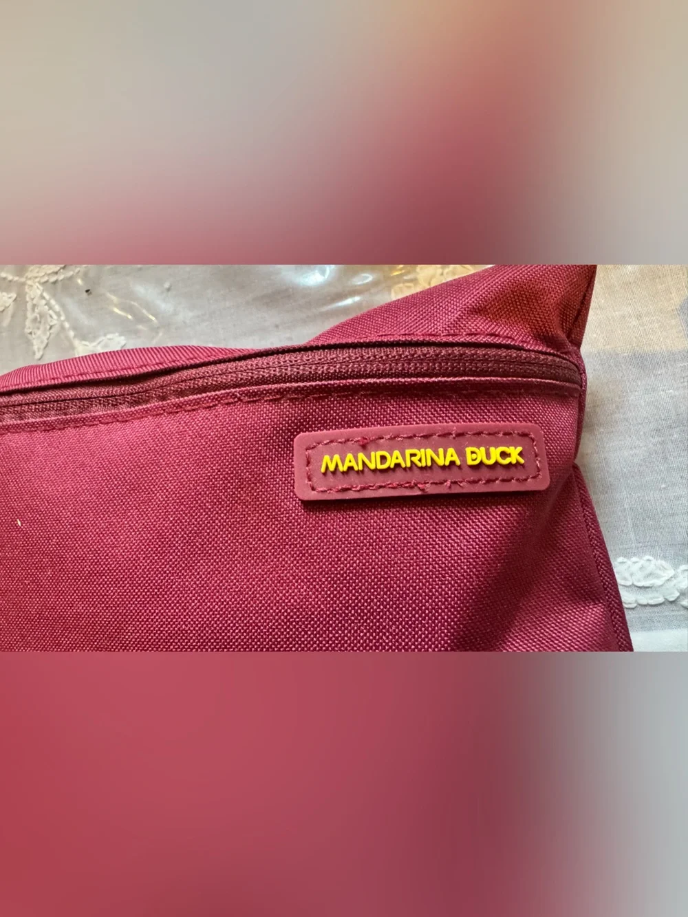 Mandarina Duck Wine Red Travel Pouch